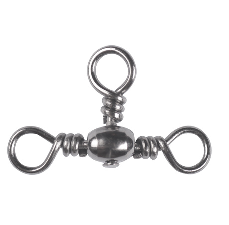 3 Way Barrel Cross Line Fishing Swivel with Solid Ring Connector