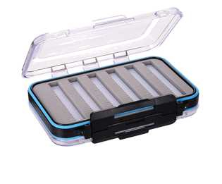 1PC Transparent&Blue+Black Two-Sided Waterproof ABS Fly Fishing Box 15.3*10.1*4.7 cm